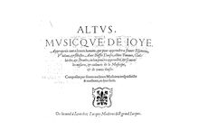 Partition Altus, Musicque de Joye, Musique de Joye, Moderne, Jacques
