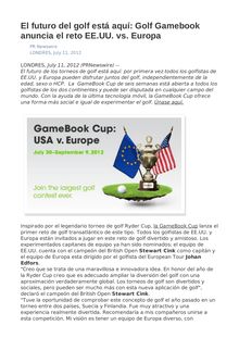 El futuro del golf está aquí: Golf Gamebook anuncia el reto EE.UU. vs. Europa