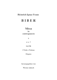 Partition complète, Missa Quadragesimalis, D minor, Biber, Heinrich Ignaz Franz von