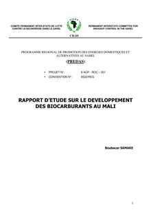 8 - Rapport d’étude sur le développement des biocarburants au mali