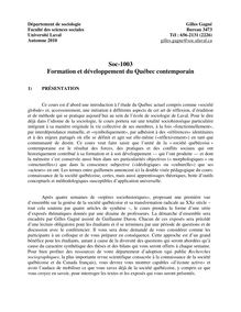 SOC-1003 Formation et développement du Québec contemporain ...