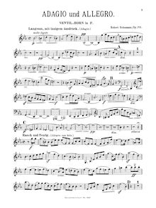 Partition cor (F), violon, viole de gambe, violoncelle parties, Adagio et Allegro, Op.70