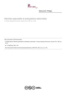 Marchés spéculatifs et anticipations rationnelles - article ; n°3 ; vol.2, pg 10-26