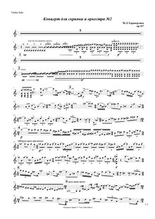 Partition Solo violon, violon Concerto No.2, Op.107, Tariverdiev, Mikaėl