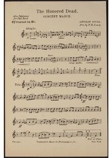 Partition Cornet 1 (B♭), pour Hounred Dead, Sousa, John Philip