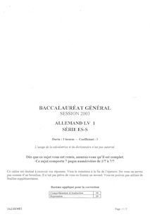 Baccalaureat 2003 lv1 allemand scientifique
