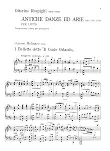 Partition de piano, Antiche danze et arie per liuto, Respighi, Ottorino par Ottorino Respighi