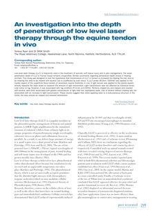 An investigation into the depth of penetration of low level laser therapy through the equine tendon in vivo