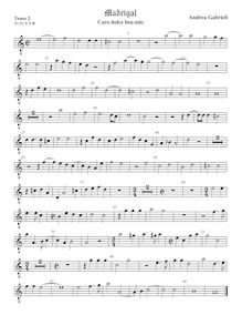 Partition ténor viole de gambe 2, octave aigu clef, Caro dolce ben mio par Andrea Gabrieli