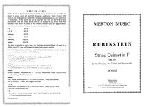 Partition complète, corde quintette, Op.59, F major, Rubinstein, Anton