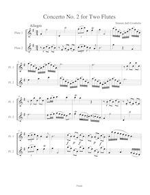 Partition Sonata No.2 en G major, 6 sonates pour 2 flûtes, Croubelis, Simoni dall par Simoni dall Croubelis