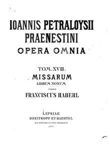 Partition complète, Missarum – Liber Nonus, Palestrina, Giovanni Pierluigi da