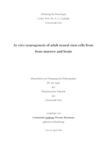 In vitro neurogenesis of adult neural stem cells from bone marrow and brain [Elektronische Ressource] / vorgelegt von Constantin Andreas Werner Hermann