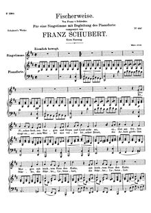 Partition 1st version, Original key, Fischerweise, D.881, Fisherman s Ditty par Franz Schubert