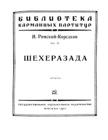 Partition complète, Scheherazade, Шехеразада, Rimsky-Korsakov, Nikolay par Nikolay Rimsky-Korsakov