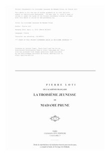 La troisième jeunesse de Madame Prune par Pierre Loti