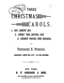Partition complète, 3 Christmas chants, Perkins, Theodore Edson