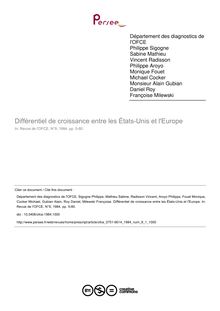 Différentiel de croissance entre les États-Unis et l Europe - article ; n°1 ; vol.9, pg 5-80