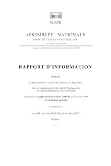 Rapport d'information déposé (...) par la Commission des affaires économiques, de l'environnement et du territoire sur la mise en application de la loi n°2006-11 du 5 janvier 2006 d'orientation agricole