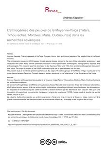 L&#39;ethnogénèse des peuples de la Moyenne-Volga (Tatars, Tchouvaches ...