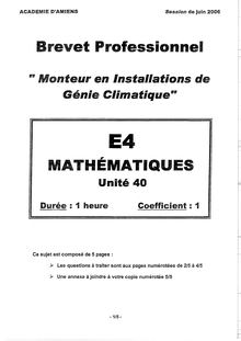 Mathématiques 2006 BP - Monteur en installations de génie climatique