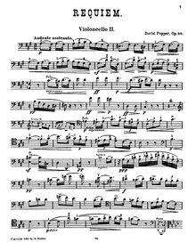 Partition violoncelle 2, Requiem, Op.66, Requiem Adagio für 3 Violoncelli und Orchestra (oder Pianoforte), Op.66