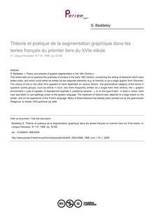 Théorie et pratique de la segmentation graphique dans les textes français du premier tiers du XVIe siècle - article ; n°1 ; vol.119, pg 52-68