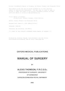Manual of Surgery Volume First: - General Surgery. Sixth Edition.