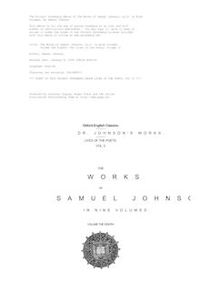The Works of Samuel Johnson, LL.D. in Nine Volumes - Volume the Eighth: The Lives of the Poets, Volume II