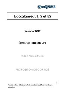 BAC CORRECTION ITALIEN LANGUE VIVANTE 1 L / ES / S 2017 