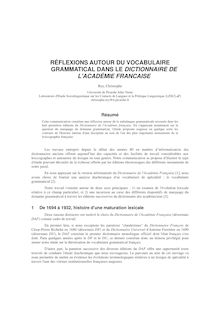 RFLEXIONS AUTOUR DU VOCABULAIRE GRAMMATICAL DANS LE DICTIONNAIRE ...