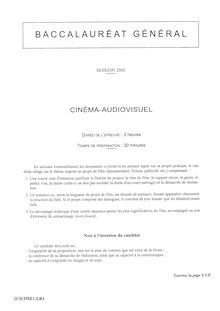 Cinéma - Audiovisuel 2002 Littéraire Baccalauréat général