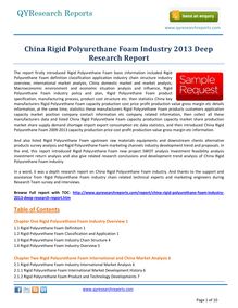  Global Research on China Rigid Polyurethane Foam Industry 2013 by qyresearchreports.com