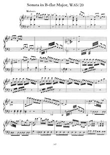 Partition complète, Sonata en B♭, Wq.65/20, B♭, Bach, Carl Philipp Emanuel