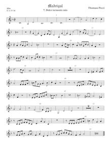 Partition ténor viole de gambe 1, aigu clef, Madrigali a cinque voci par Tommaso Pecci