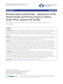 Research-policy partnerships - experiences of the Mental Health and Poverty Project in Ghana, South Africa, Uganda and Zambia