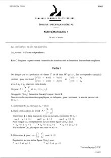 Mathématiques 1 1999 Classe Prepa PC Concours Instituts Nat. Polytechniques (INP - ENSI)