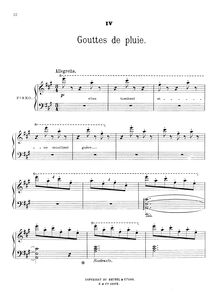 Partition IV  Gouttes de pluie, Scènes mignonnes pour piano, Dubois, Théodore