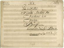 Partition parties complètes, flûte quatuor en D major, D major, Bach, Johann Christian