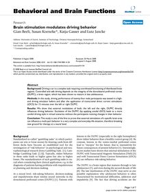 Brain stimulation modulates driving behavior