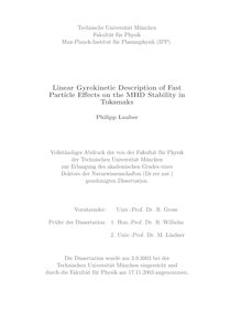 Linear gyrokinetic description of fast particle effects on the MHD stability in tokamaks [Elektronische Ressource] / Philipp Lauber