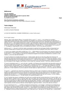  RANARISON Tsilavo cass commerciale 17 janvier 2018, 16-10.266, pas d action civile sans préjudice personne