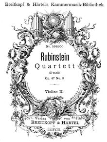 Partition violon 2, corde quatuor No.6, Op.47 No.3, D minor, Rubinstein, Anton