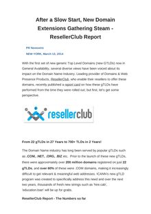 After a Slow Start, New Domain Extensions Gathering Steam - ResellerClub Report