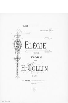 Partition complète, Elegie, E major, Collin, Hélène