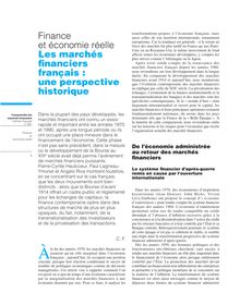 Finance et économie réelle Les marchés financiers français : une ...