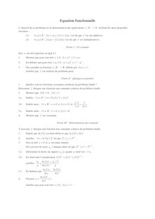 Sujet : Algèbre générale, Equation fonctionnelle