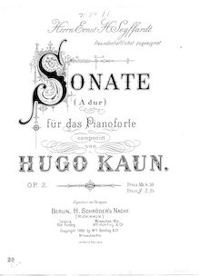 Partition complète, Piano Sonata, Op.2, Kaun, Hugo