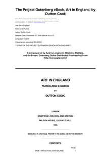 Art in England - Notes and Studies