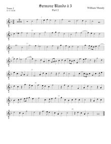 Partition ténor viole de gambe 2, octave aigu clef, Sermone Blando par William Mundy